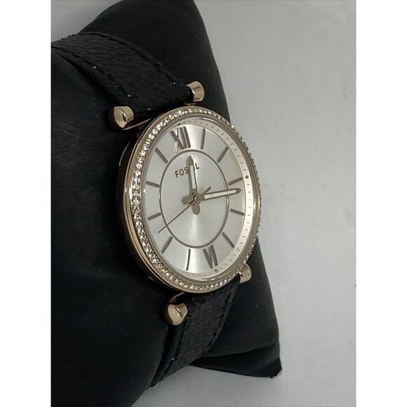 Fossil Carlie ES4465 Women's Black Leather Analog Dial Quartz Wrist Watch JK672 - Picture 5 of 12